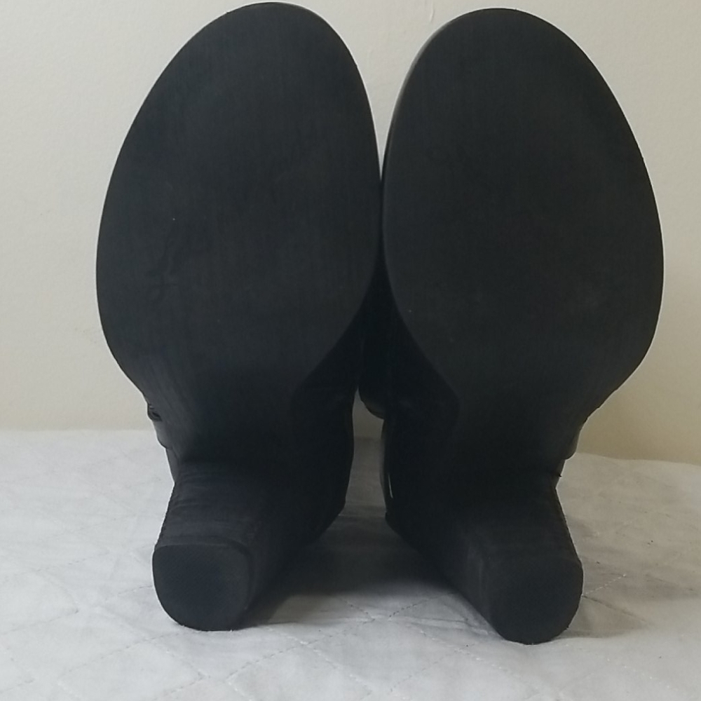 Kensie Black Mid Calf Leather Boots Size 7.5 - Picture 8 of 9